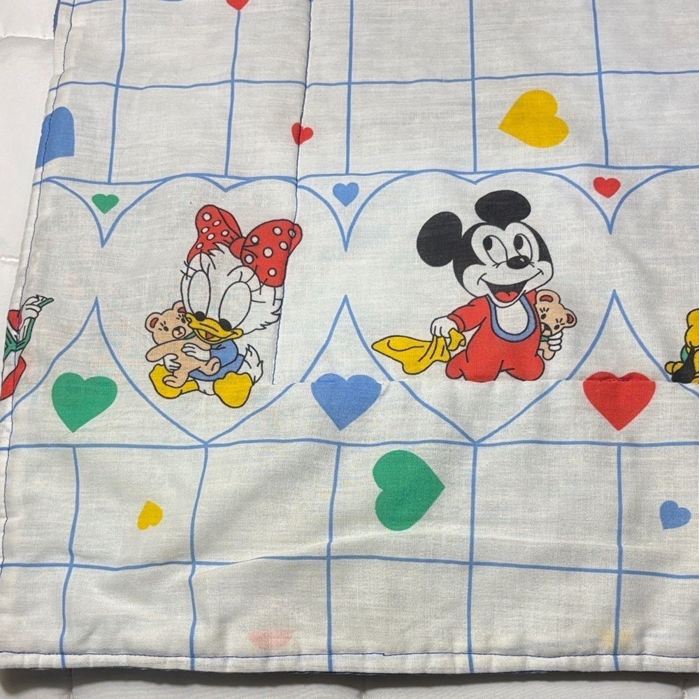 Vintage (1980’s) Disney Quilt with Baby Mickey and Friends - Blue and Multicolor - Picture 5 of 10